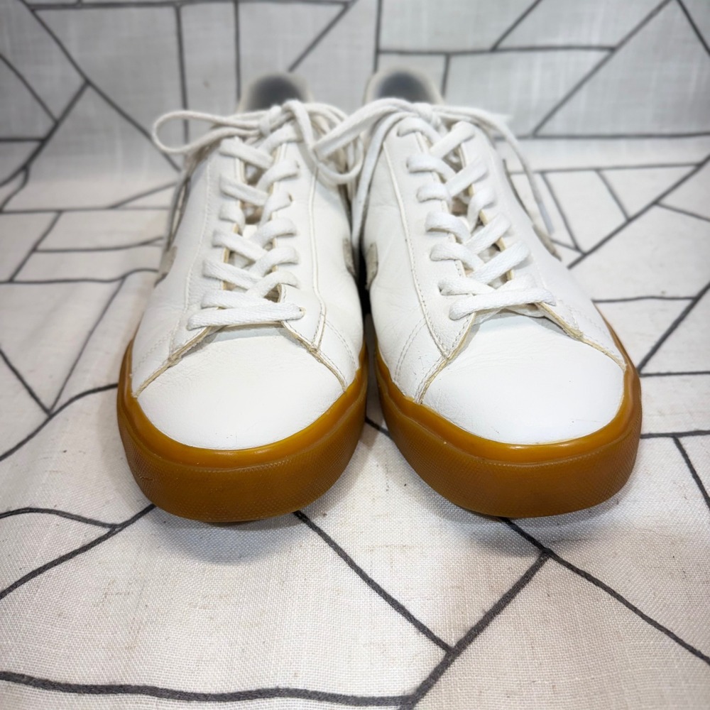 Veja Campo Sneakers Size 10 White Gum Sole Leather Suede Logo Low Top - Picture 6 of 12
